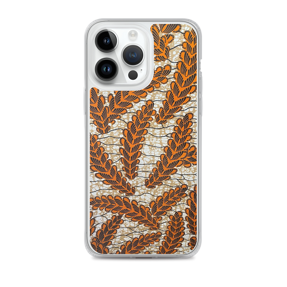 Miniature : Coque transparente iPhone® fleur style tissu orange