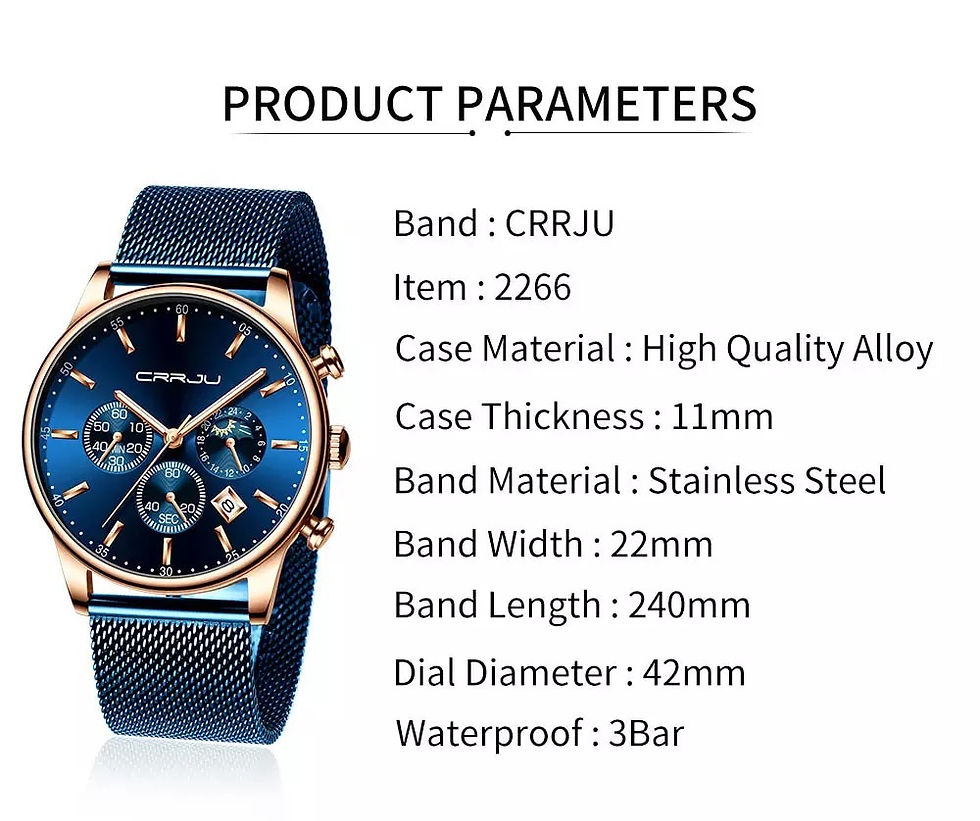 Miniature : Montre homme CRRJU élégante moderne quartz avec date seconde chrono