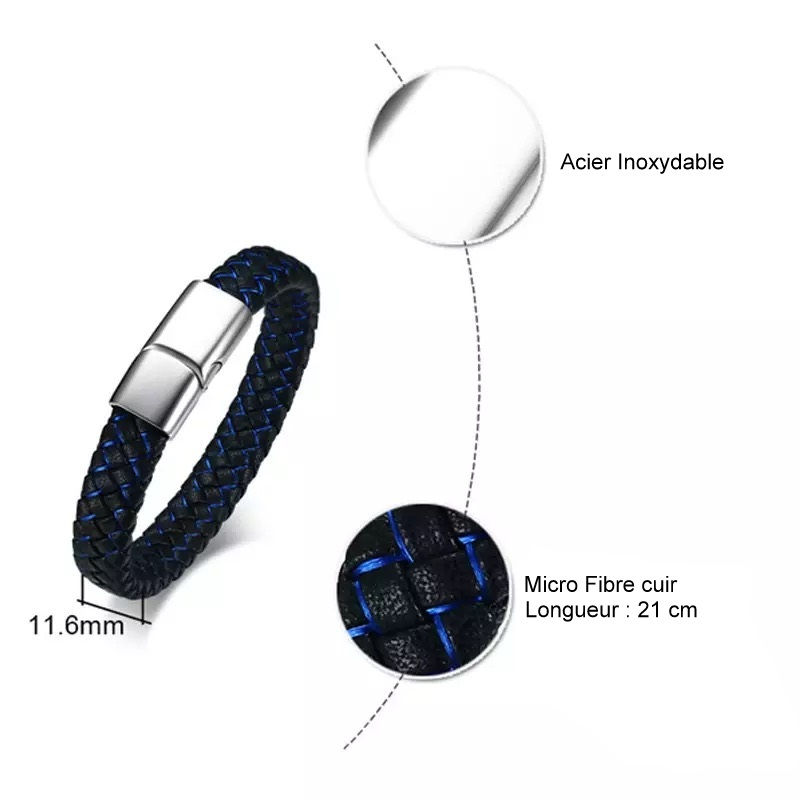 Miniature : Bracelet personnalisé homme micro fibre cuir