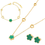Miniature : Ensemble Collier et boucles femme forme fleur vert tendance jolie  