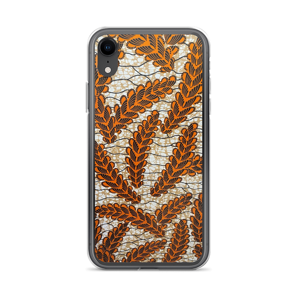 Miniature : Coque transparente iPhone® fleur style tissu orange
