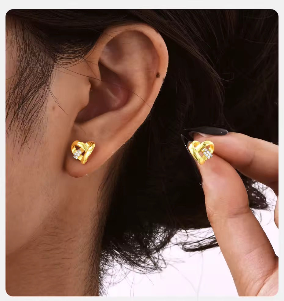 Miniature : Boucles d’Oreilles Cœur en Acier Inoxydable Doré