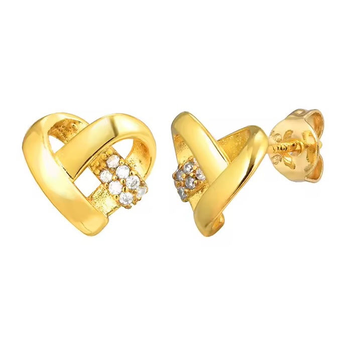 Miniature : Boucles d’Oreilles Cœur en Acier Inoxydable Doré
