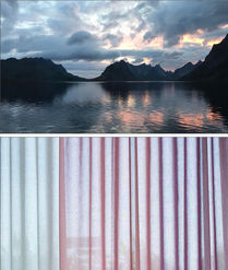 Ia har gjennom sommeren studert det fantastiske landskapet og himmellyset i Lofoten.
Dette er blitt gjenskapt i en serie tekstiler som har fått navn etter farger i naturen, og lys på himmelen.
Vår, Morgensol, Himmellys, Blåtimen, og Kveldshimmel er nydelige som wavegardin.