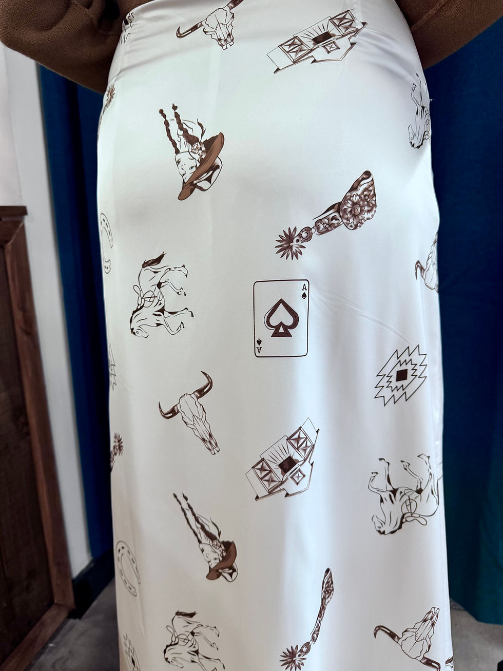 Thumbnail: Western Print Satin Maxi Skirt