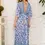 Thumbnail: Blue Floral V-Neck Tiered Boho Dress