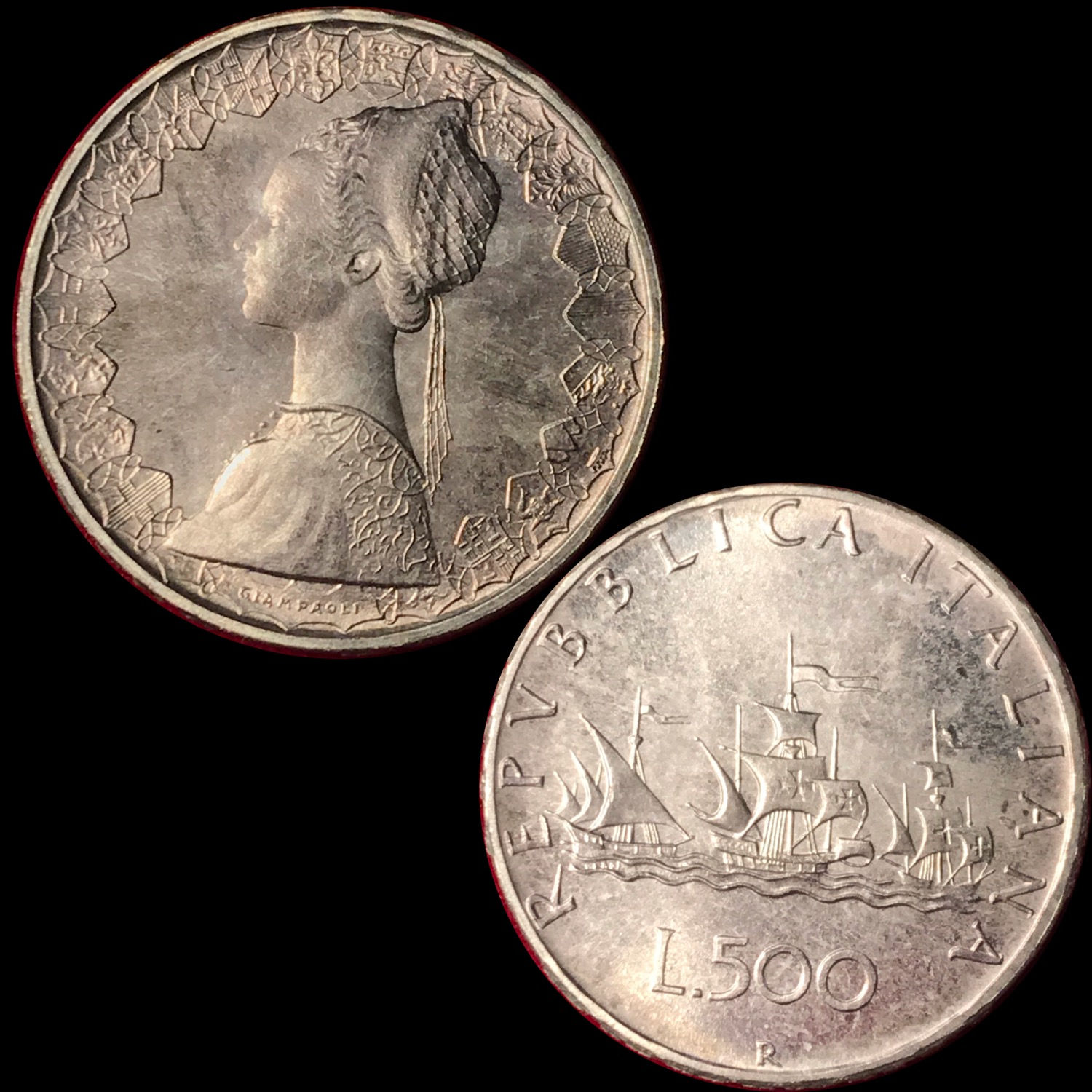 High grade Italy 500 Lira silver coin