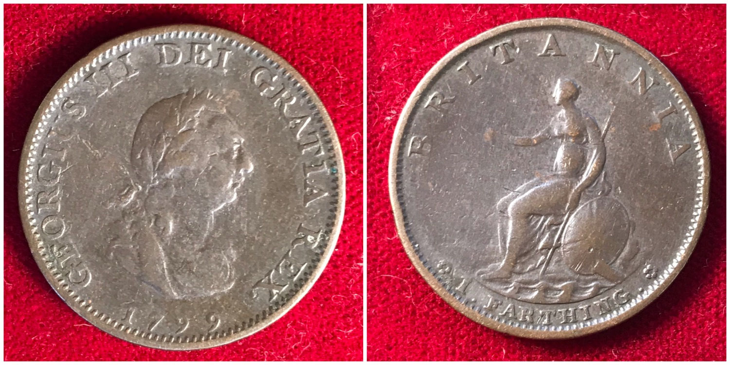 1799 Great Britain Farthing One Year Type Coin