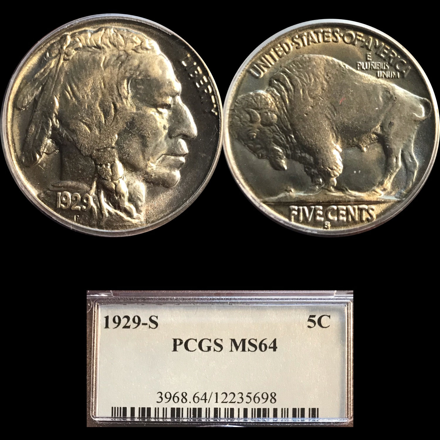 1929-S Buffalo Nickel PCGS MS64
