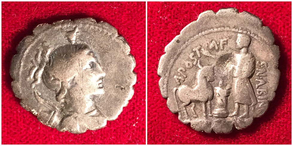 A. Postumius A.f. Sp.n. Albinus. 81 BC. AR Serrate Denarius