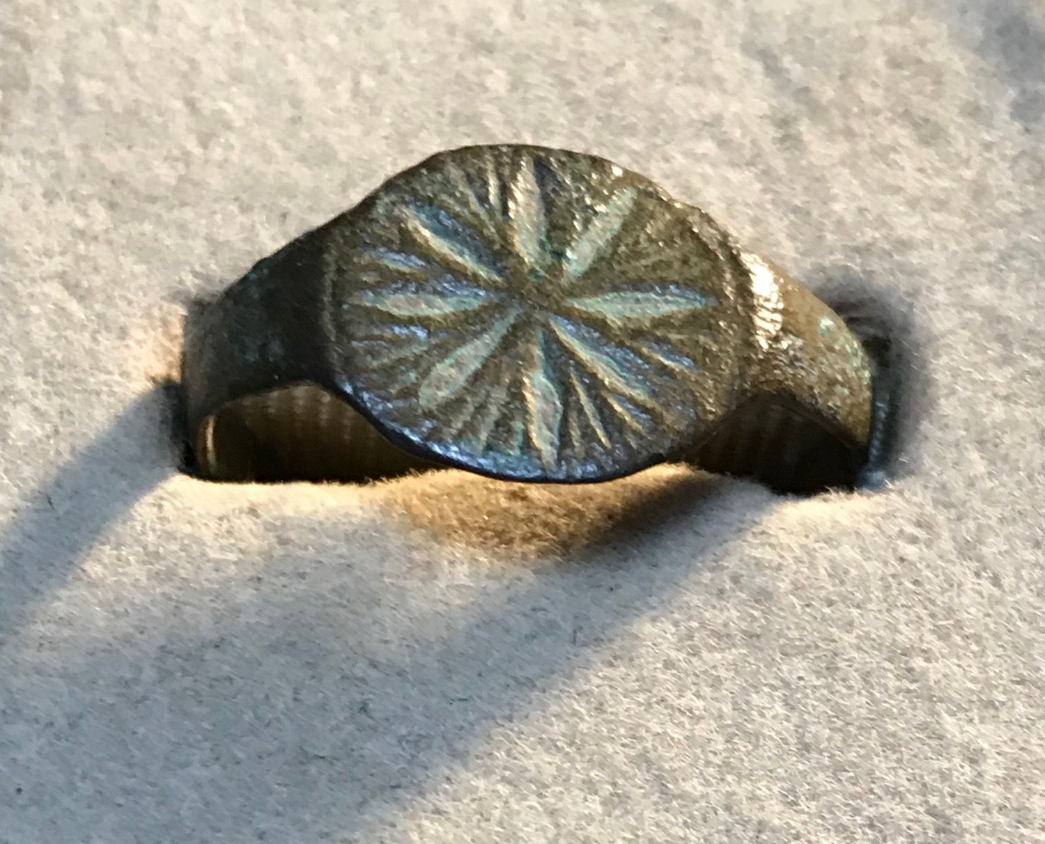 Medieval “Wind Rose” pattern bronze ring