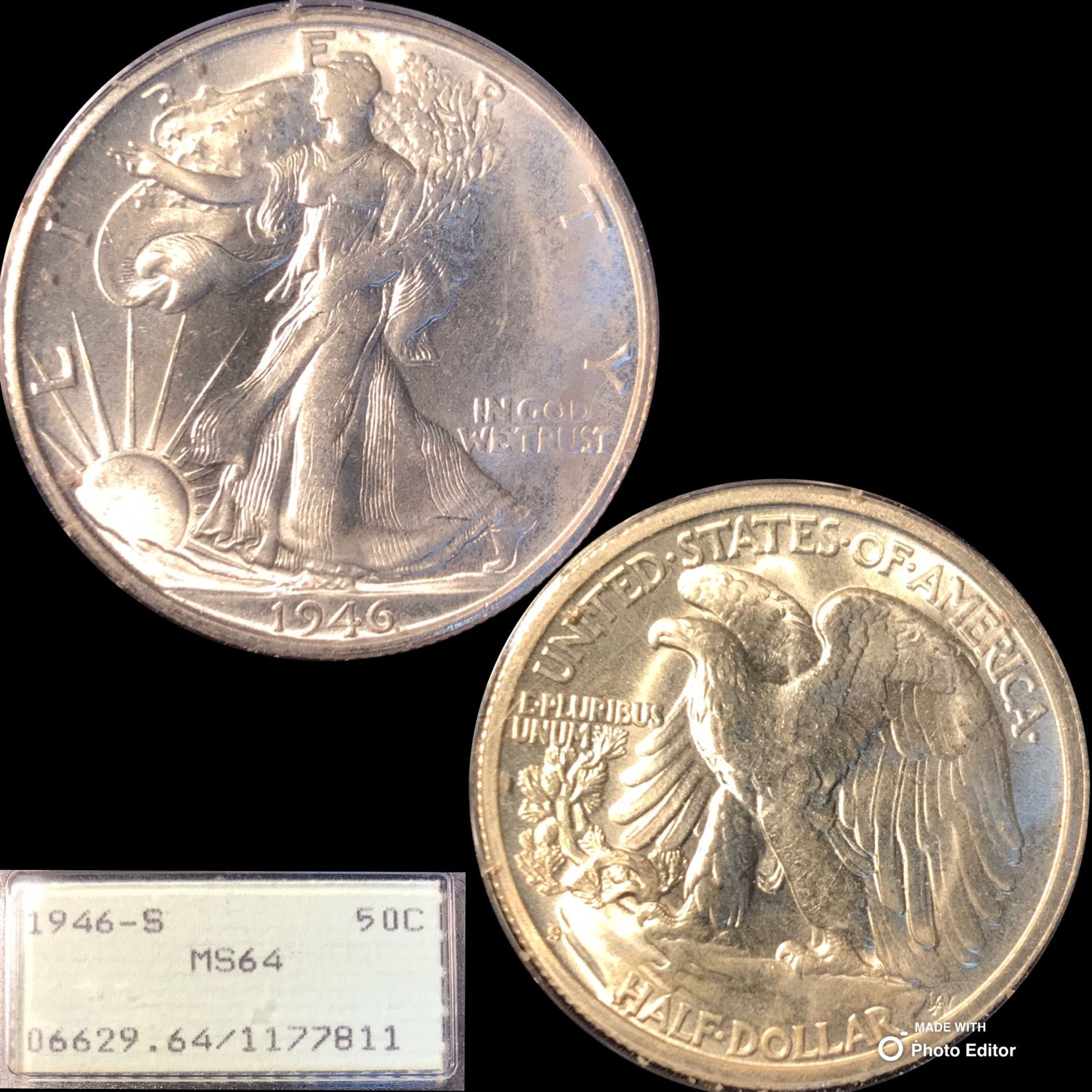 1946 S Walking Liberty half dollar coin PCGS MS64