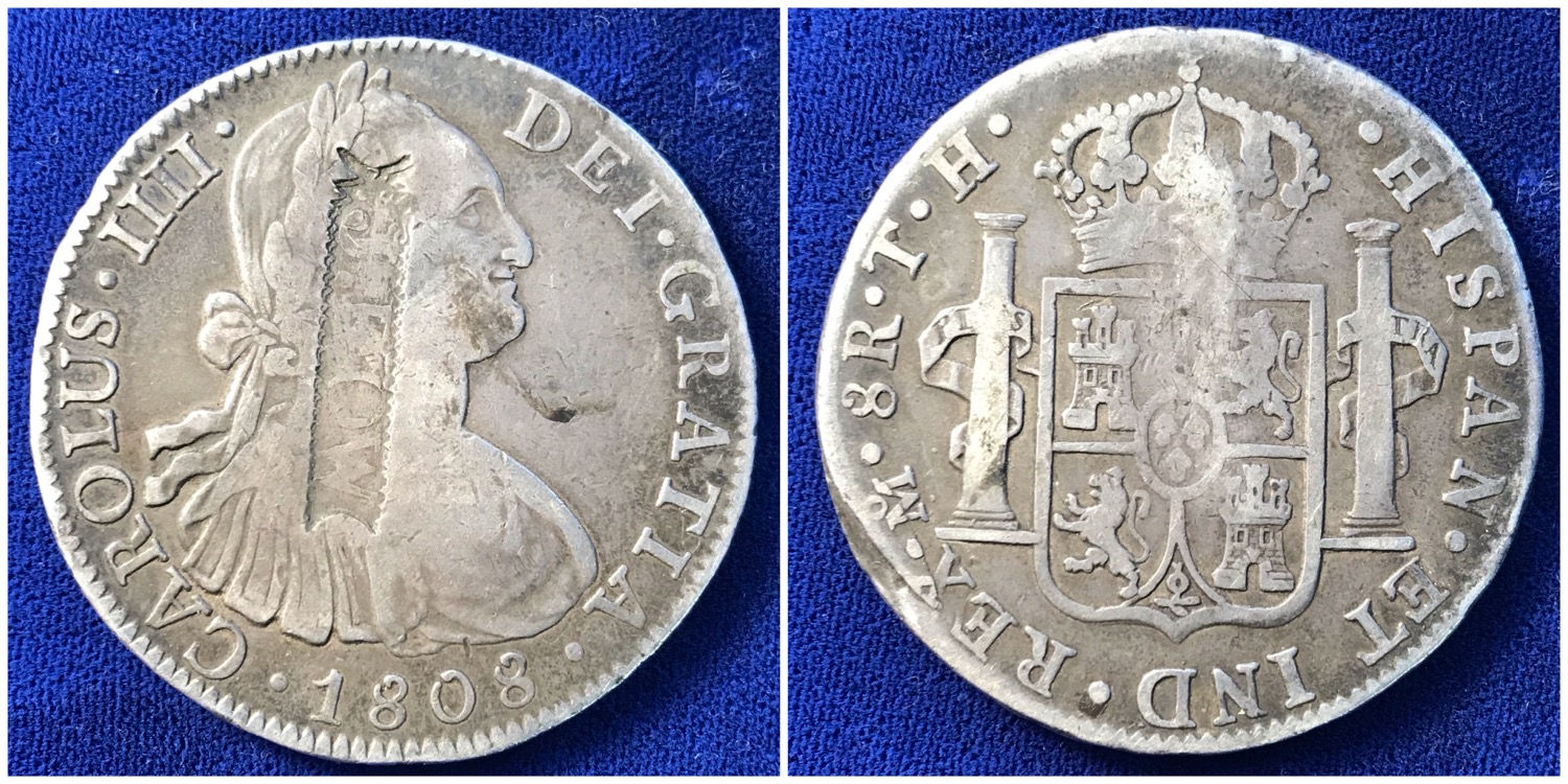 1808 T. H. Spanish Colony Mexico counterstamped 8 reales