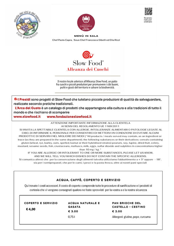 normative di legge | Menu della Taverna Medievale