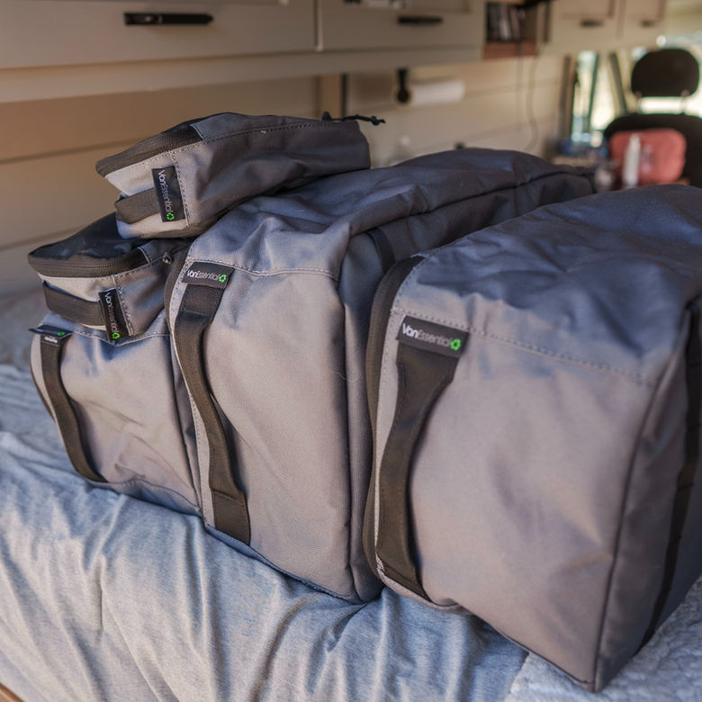 VanGo gray cargo bags in van