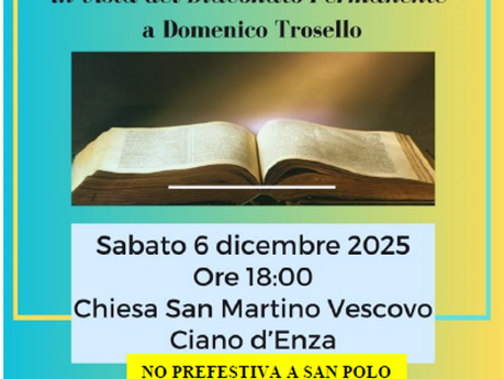 6 dicembre 2025 a Ciano: Ministero del Lettorato a Domenico e a Simona