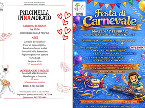 14 e 17 febbraio 2026: Cena di Pulcinella innamorato a San Polo e Festa di Carnevale a Ciano