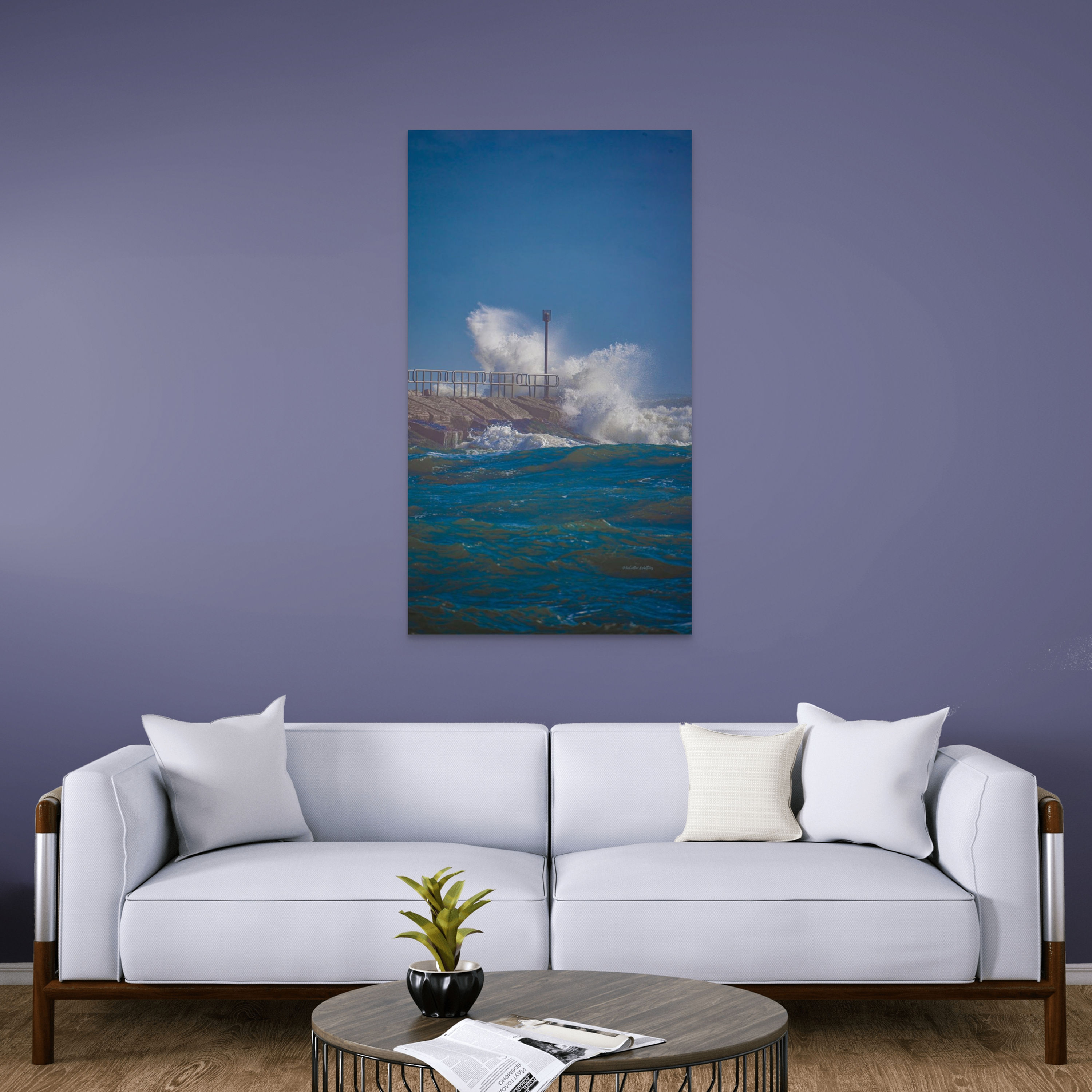 Waves Breaking Vibrant Blue