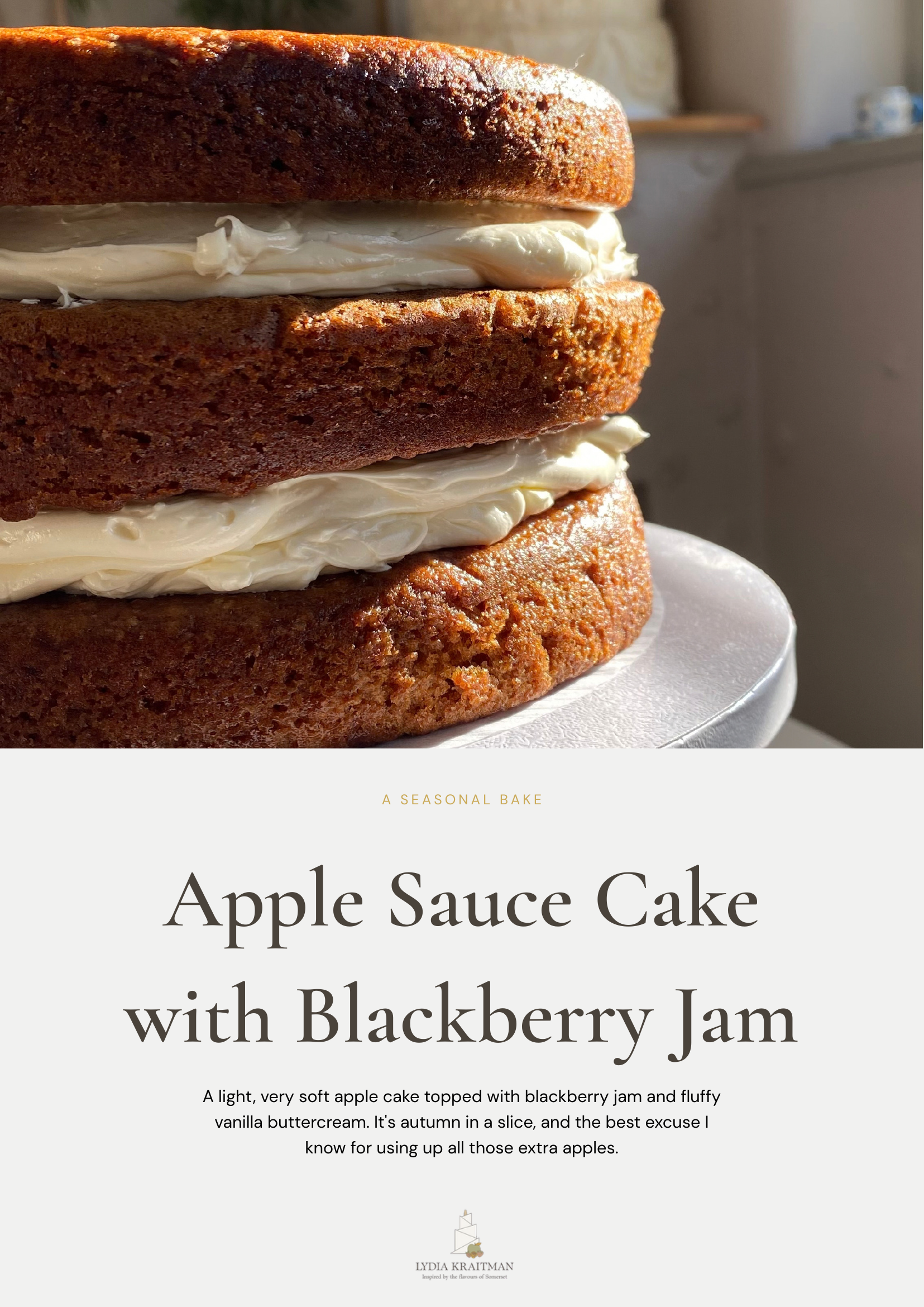 Apple Sauce Cake with Blackberry Jam: Recipe PDF