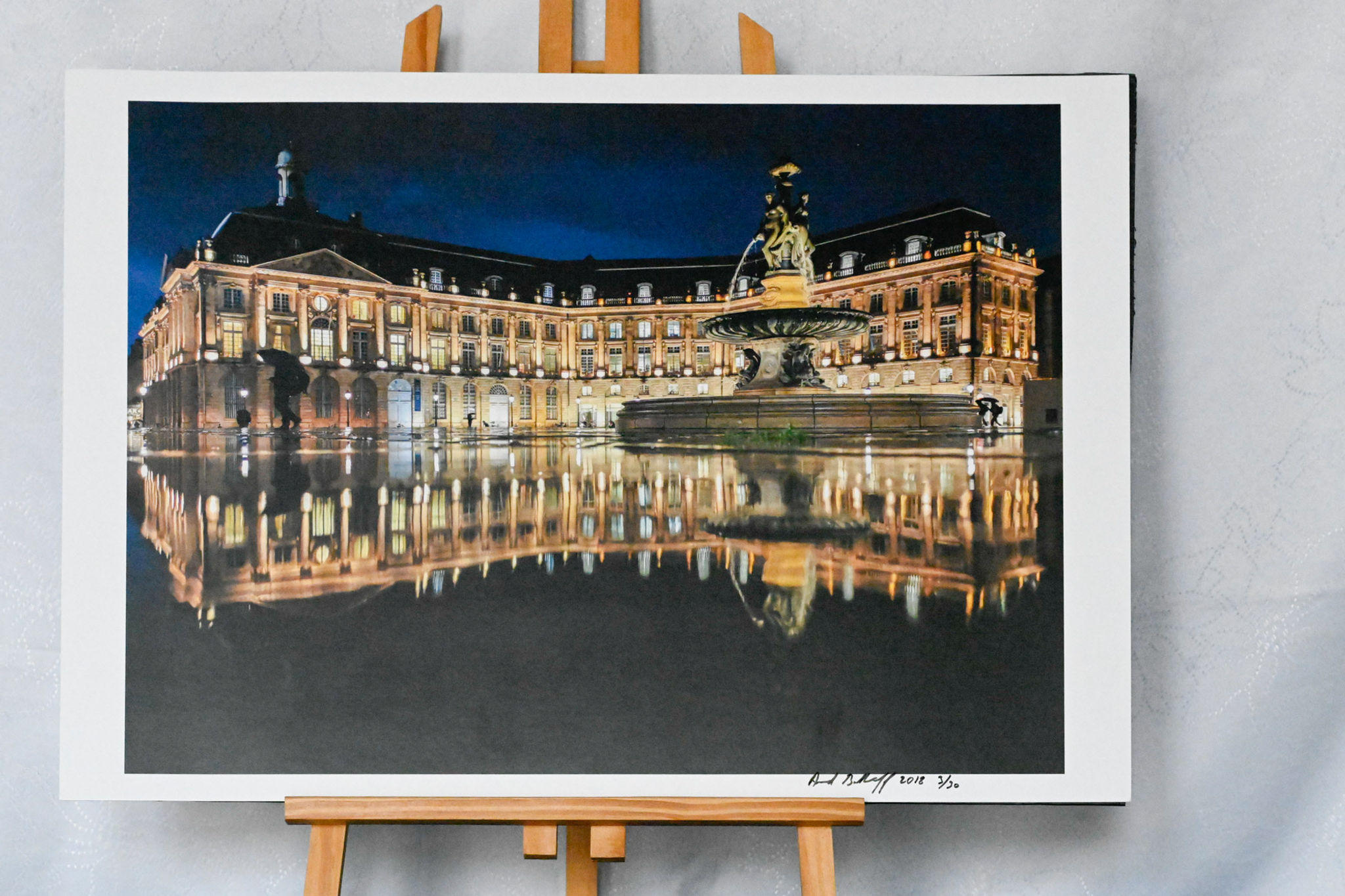 Soir de Pluie place de la Bourse Bordeaux  tirage Fine art 45x32 cm numér