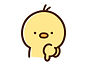 下方向へ指指すひよこ