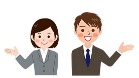 案内する男女の社員