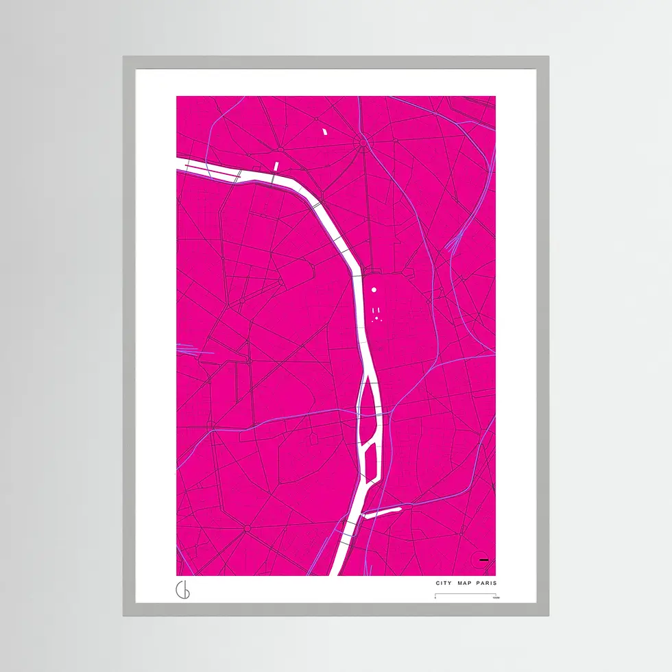 Thumbnail: Paris City Map Fuchsia 500x700mm (20x28") Framed Giclée Print
