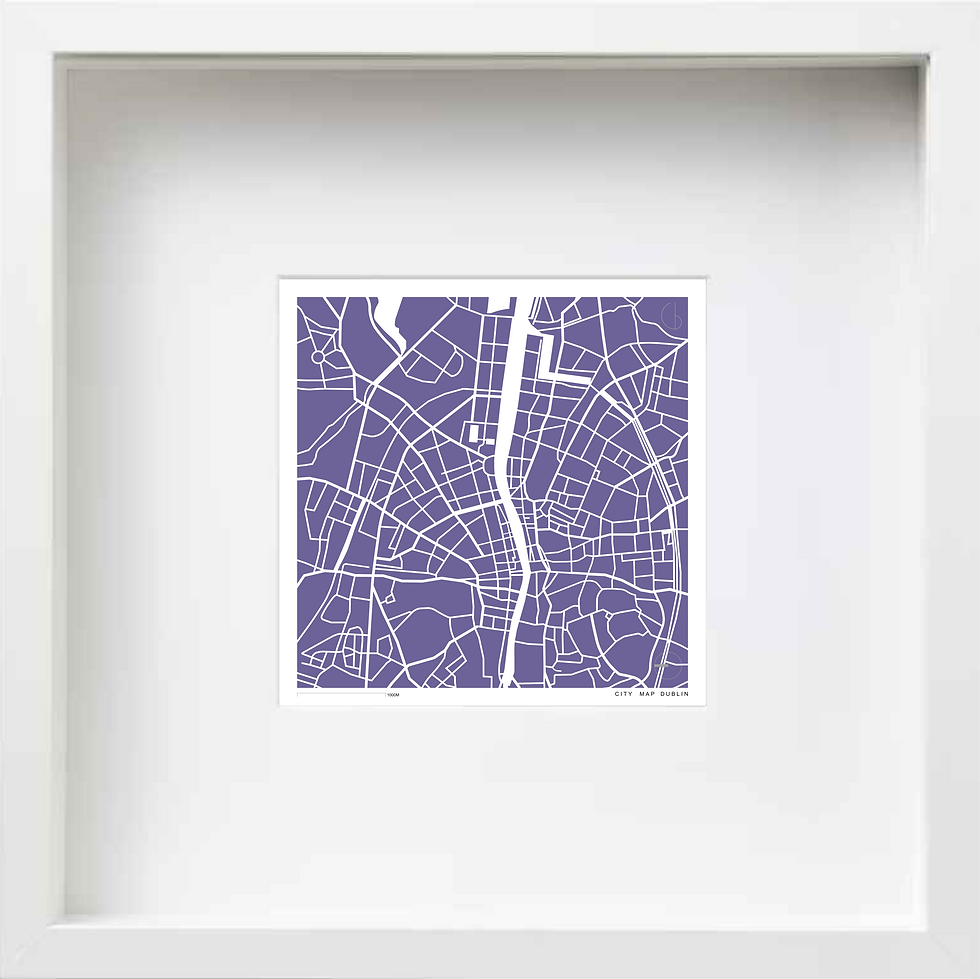 Thumbnail: Dublin City Map Framed 270x270mm (10¾") Giclée Print