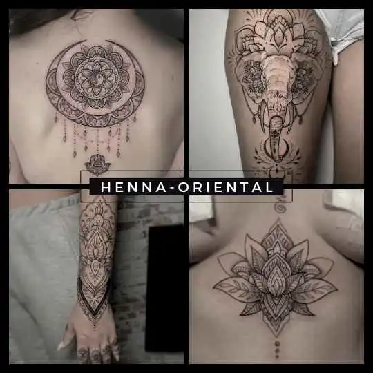 6ink9 Tattoo Studio: Collage im Henna-Orientalischen Tattoo Stil, Köln | Henna Oriental Tattoo Collage, Cologne
