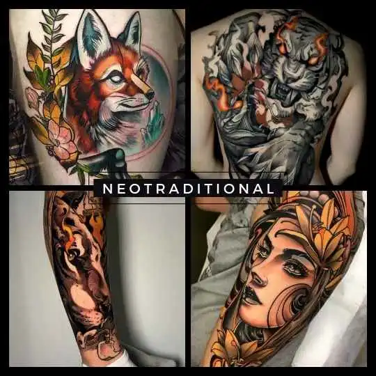 6ink9 Tattoo Studio: Collage im Neotraditional Tattoo Stil, Köln | Neotraditional Tattoo Collage, Cologne
