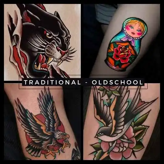 6ink9 Tattoo Studio: Collage im Traditional Oldschool Tattoo Stil, Köln | Traditional Oldschool Tattoo Collage, Cologne
