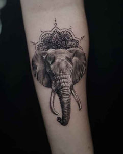 6ink9 Tattoo Studio: Realistisches Elefanten-Tattoo mit Mandala auf dem Unterarm, Köln | Realistic Elephant Tattoo with Mandala on the Forearm, Cologne
