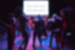 A group of people dancing under pink and blue lighting underneath the words "IT'S A HUGE TOPIC. IT'S COMPLICATED."