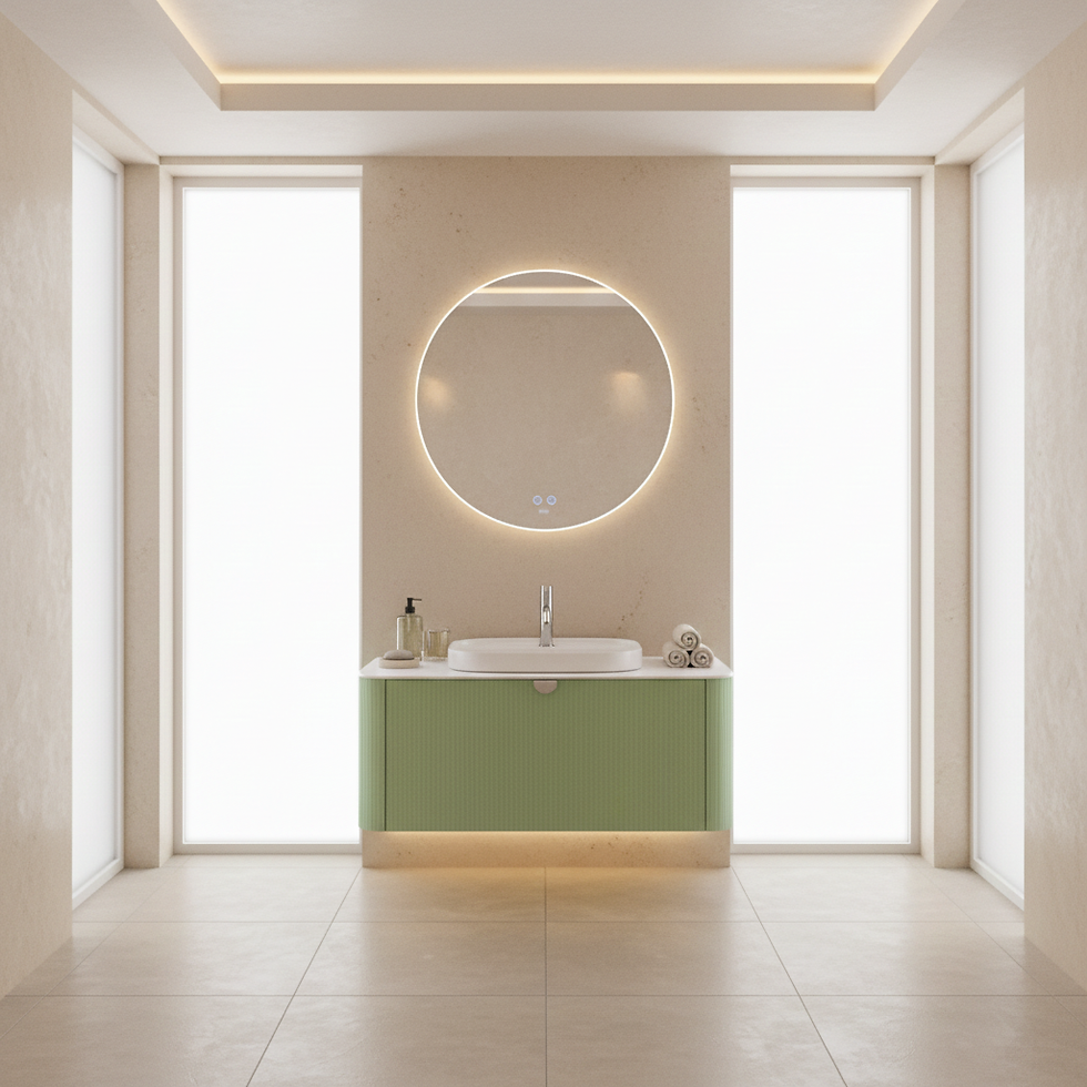 ISVEA Infinity Raggio Pastel Yeşil Lavabo Ünitesi 100 cm Beyaz Lavabo+Ayna / Set