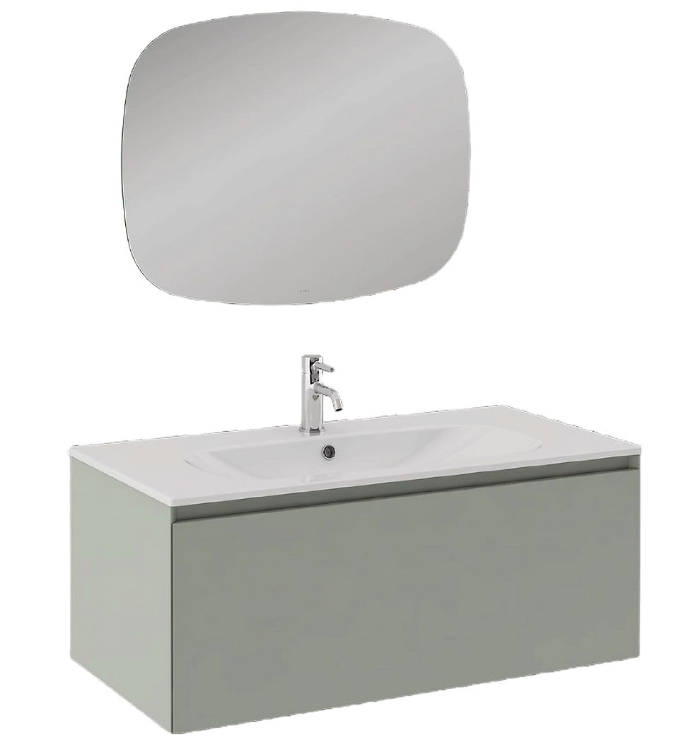 Küçük resim: İsvea Coredo Çimento Gri Lavabo Ünitesi 100 cm, Led’li Ayna / Set 
