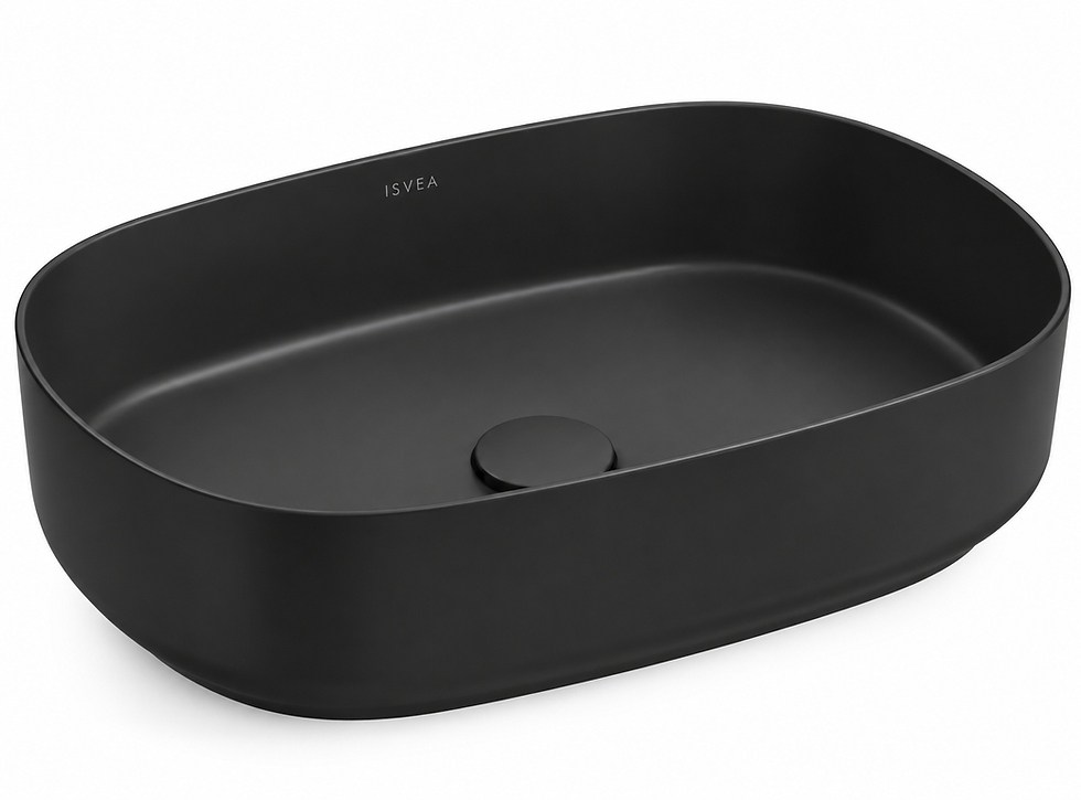 ISVEA Infinity 55 cm Mat Siyah batarya deliksiz tezgah üstü lavabo