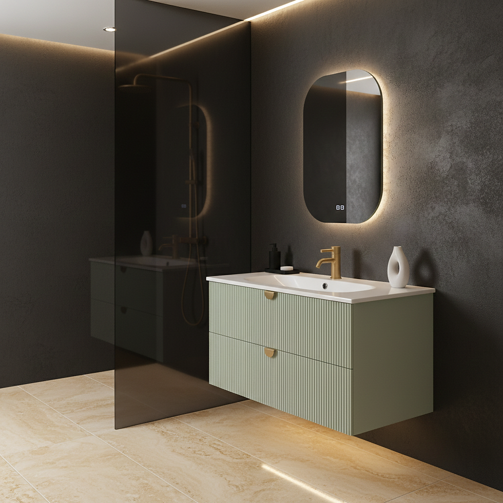 ISVEA Infinity Pastel Yeşil Lavabo Ünitesi 80 cm + Led'li Ayna / Set