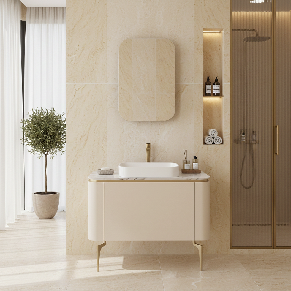 ISVEA Gloria Lavabo Ünitesi 100 cm Krem + Dolaplı Ayna / Set