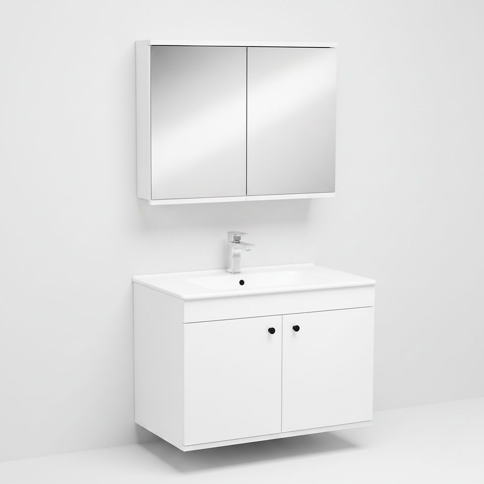 Миниатюра: İsvea Bari Lavabo Ünitesi, Dolaplı Ayna, 80 cm - Beyaz