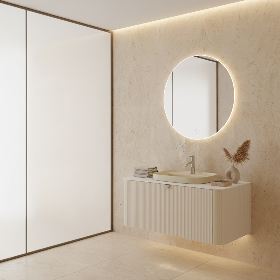 ISVEA Infinity Raggio Krem Lavabo Ünitesi 100 cm Fildişi Lavabo + Ayna / Set