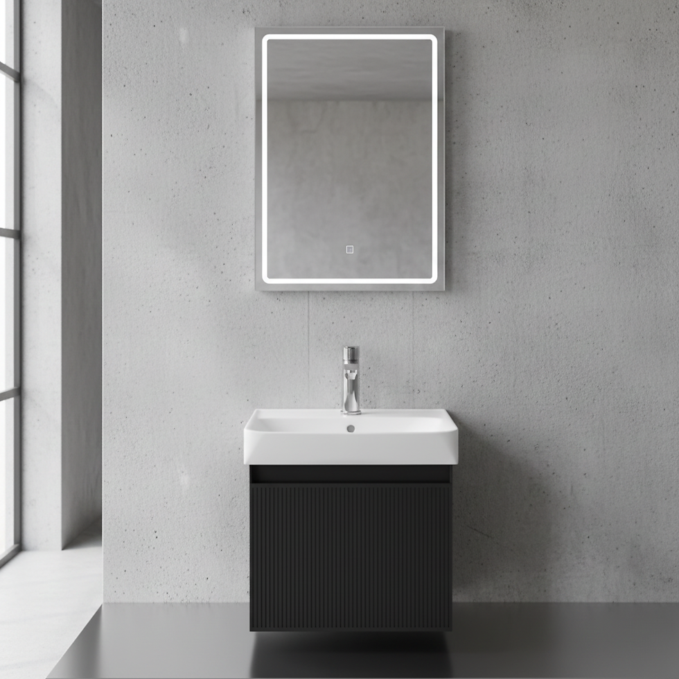 ISVEA Fuga Gofrato Siyah Lavabo Ünitesi, 60 cm + Ayna / Set  farklı görünüm