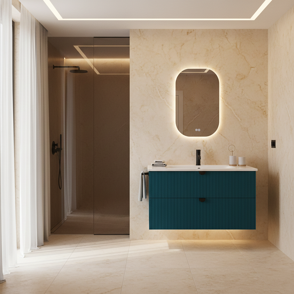 ISVEA Infinity Okyanus Lavabo Ünitesi 100 cm + Led'li Ayna / Set farklı görünüm