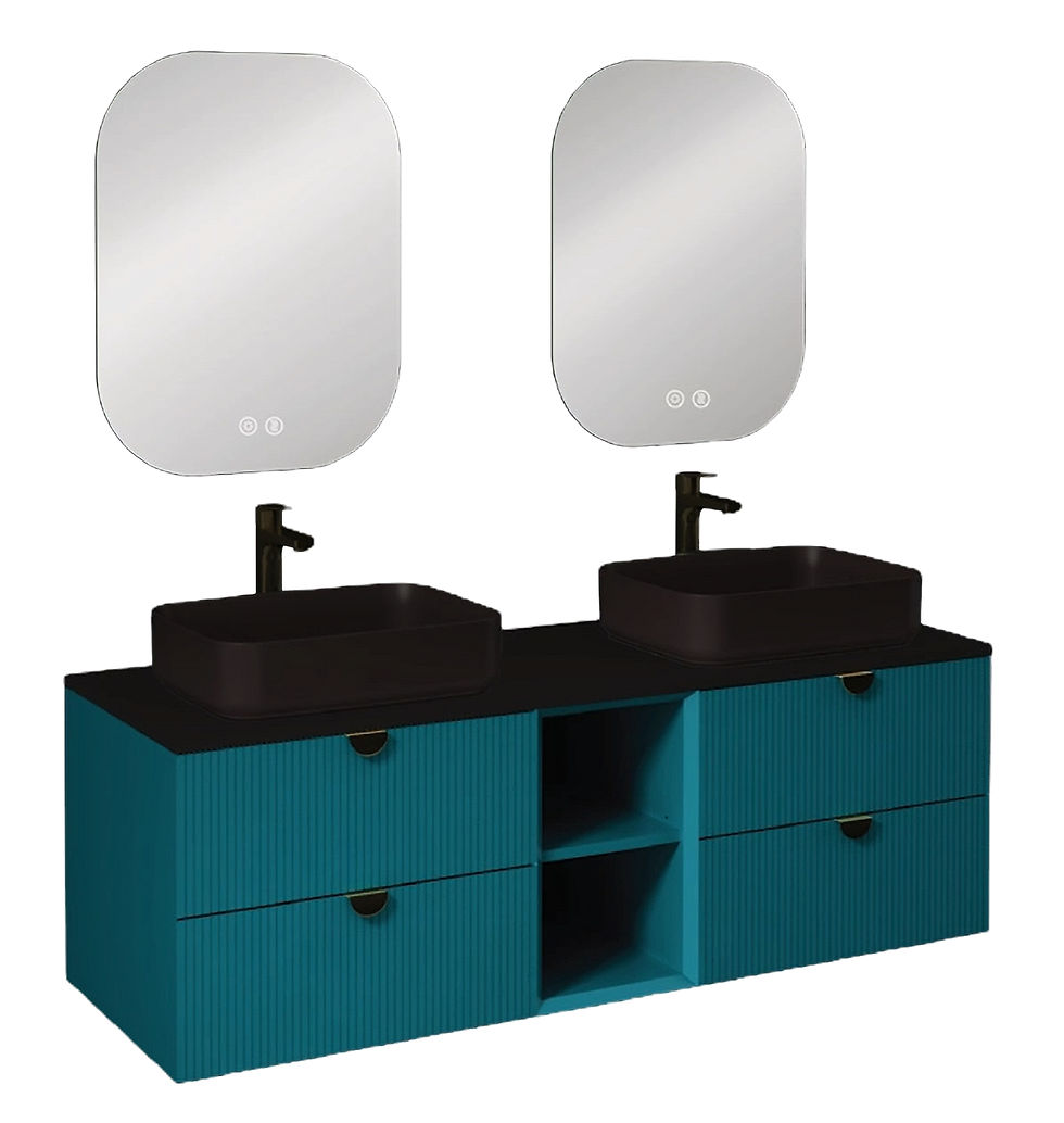 Küçük resim: İsvea Infinity Okyanus Lavabo Dolabı 150 cm, Siyah Lavabo 50 cm / Set 