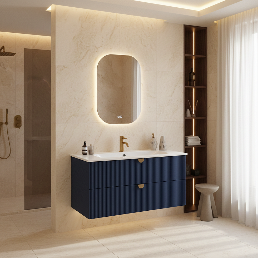Küçük resim: ISVEA Infinity Gece Mavisi Lavabo Ünitesi 100 cm + Led'li Ayna / Set   farklı görünüm