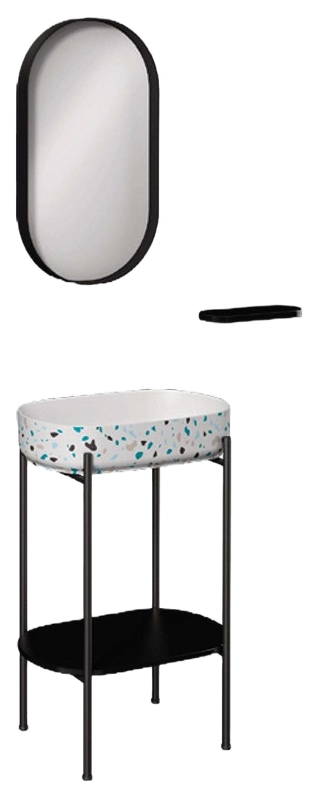 ISVEA Puno Terrazzo Lavabo Ünitesi 55 cm + Dolaplı Ayna, Beyaz