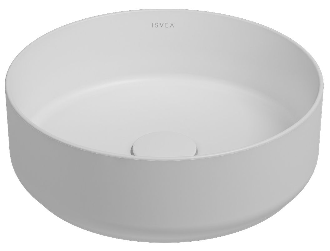 ISVEA Infinity Tezgah Üstü Lavabo 36 cm + Bas Aç / Mat Beyaz