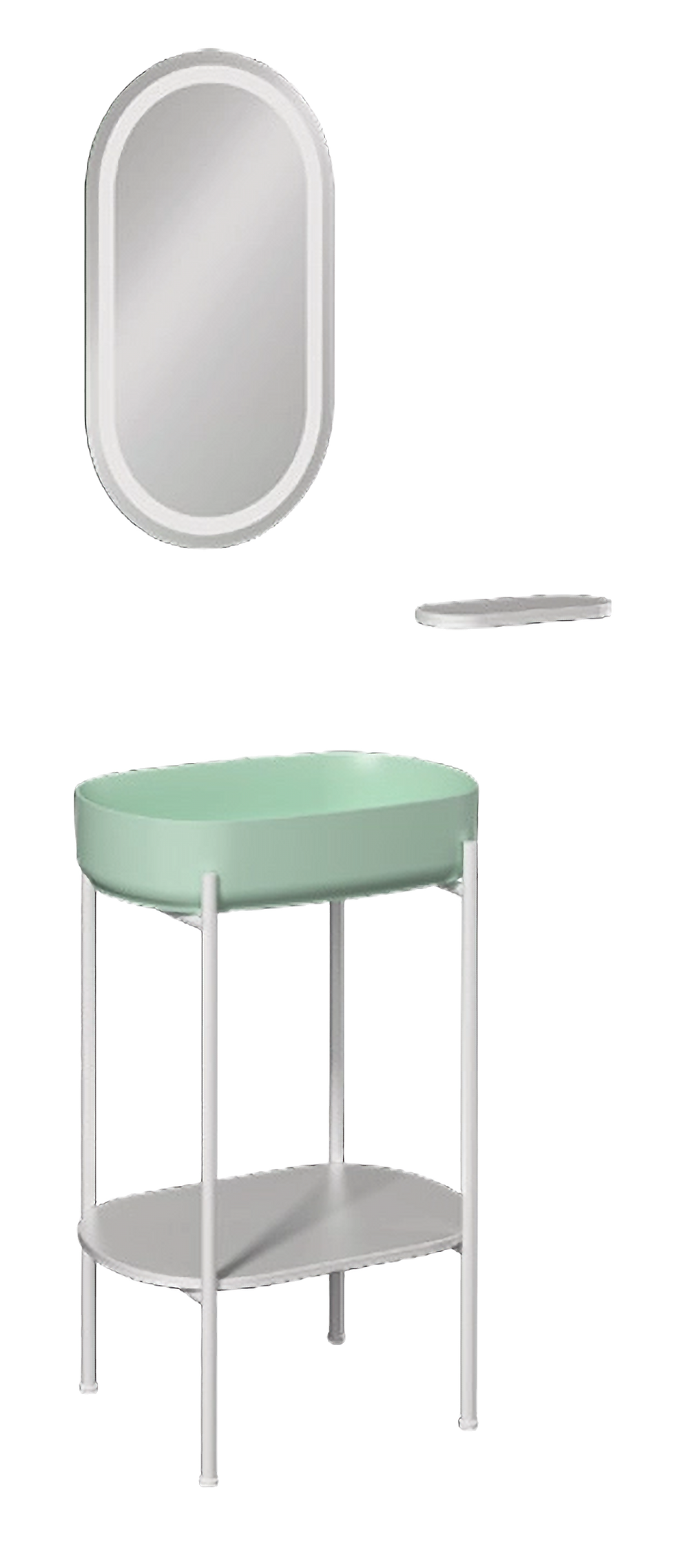 Миниатюра: İsvea Puno Metal Profil Beyaz Lavabo Ünitesi, 55 cm + Ayna / Set  