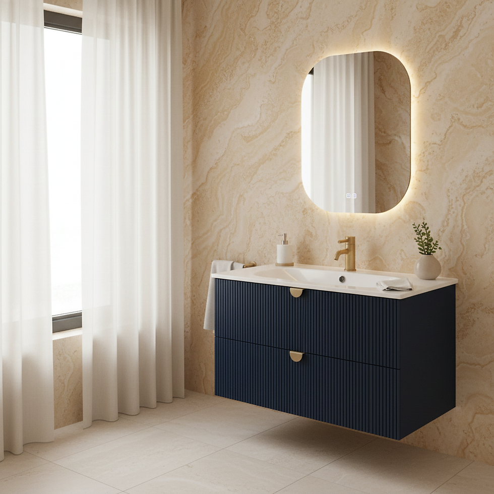 ISVEA Infinity Gece Mavisi Lavabo Ünitesi 80 cm + Led'li Ayna / Set farklı görünüm