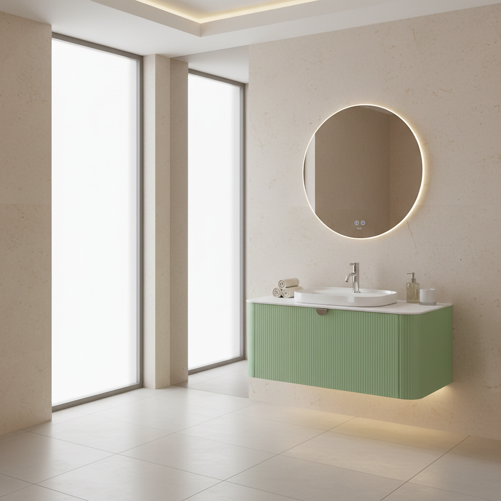 ISVEA Infinity Raggio Pastel Yeşil Lavabo Ünitesi 100 cm Beyaz Lavabo+Ayna / Set farklı görünüm