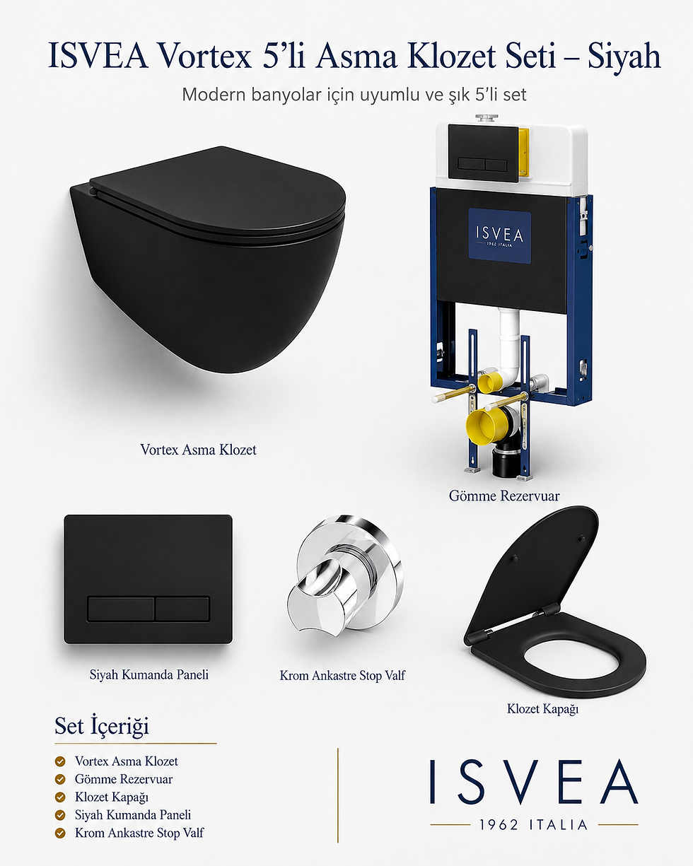 ISVEA Infinity Due Vortex 5’li Asma Klozet Seti – Siyah